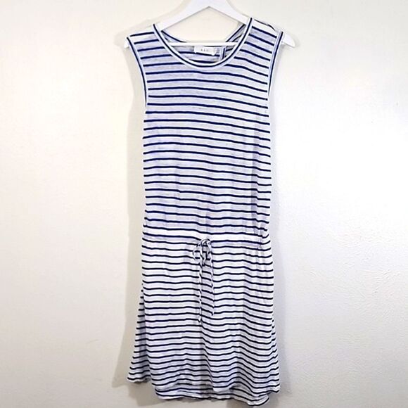 A.L.C. Drop Waist Striped Sleeveless Linen summer beach dress sz M - Picture 1 of 9